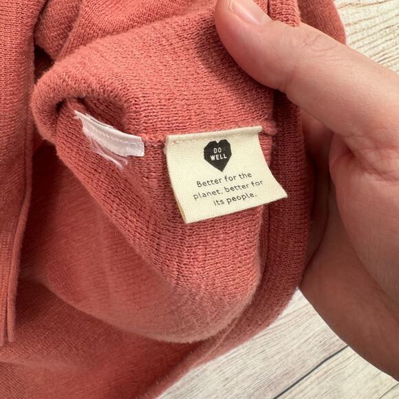 Madewell 3/4 Sleeve Oversized Rough Hem Crew Neck Sweater Women's Medium Pink - Picture 9 of 12